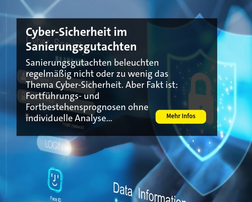 Stilisiertes Cyberschild - Thema: IT-Sicherheit bei Sanierung